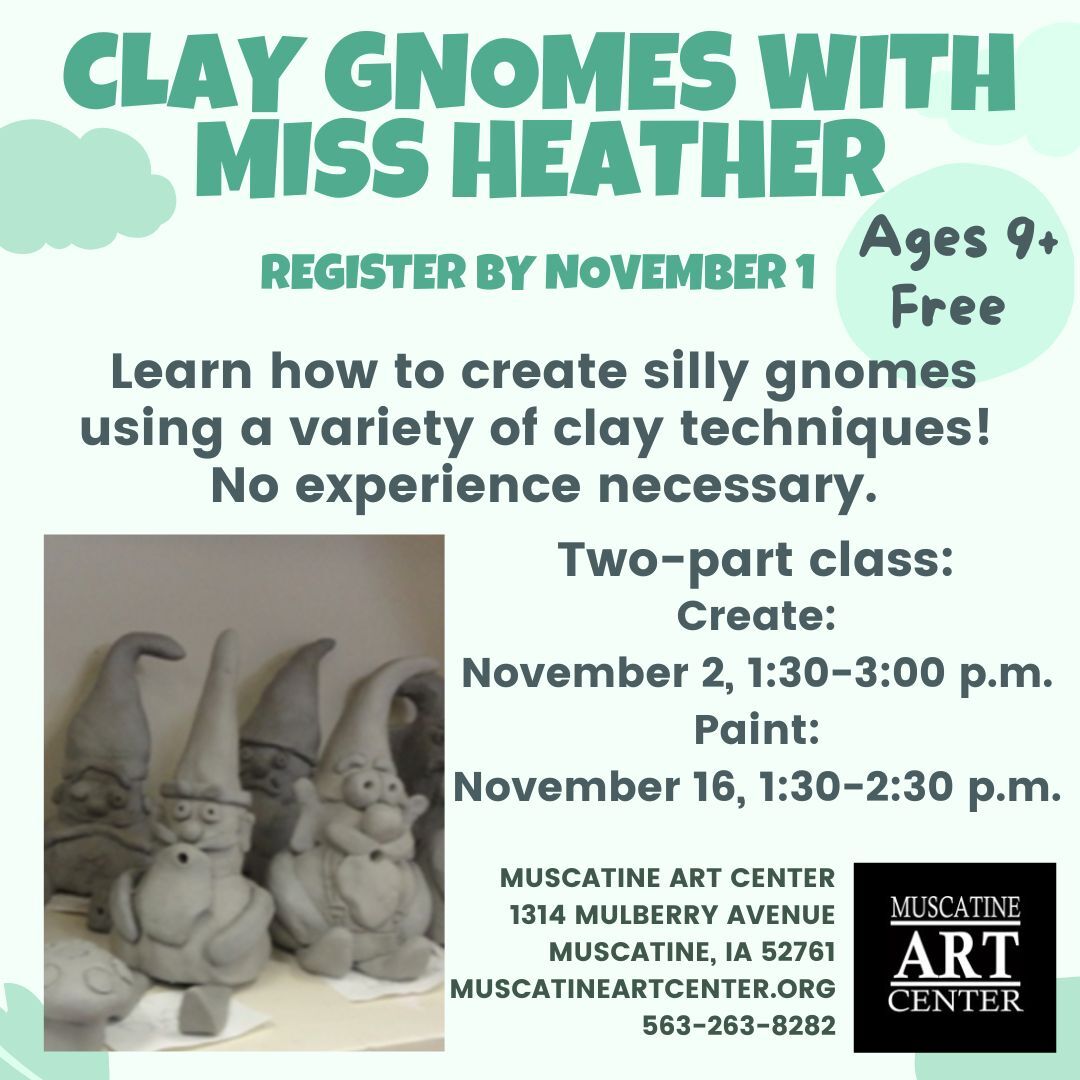 Clay Gnomes with Miss Heather - November 2 & 16 - Ages 9+ Image