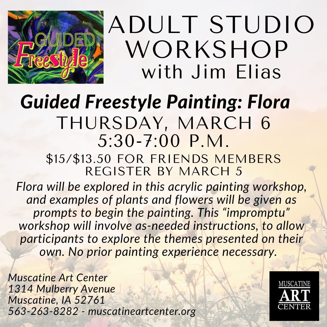 Adult Studio: Guided Freestyle Painting with Jim Elias - Flora - March 6 Image