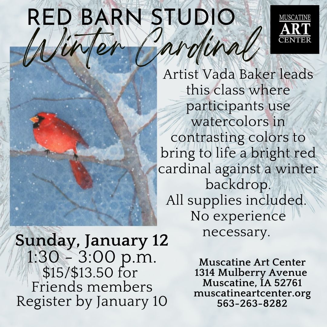 Red Barn Studio - Winter Cardinal - January 12 Image